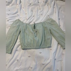 Green off the shoulder crop top